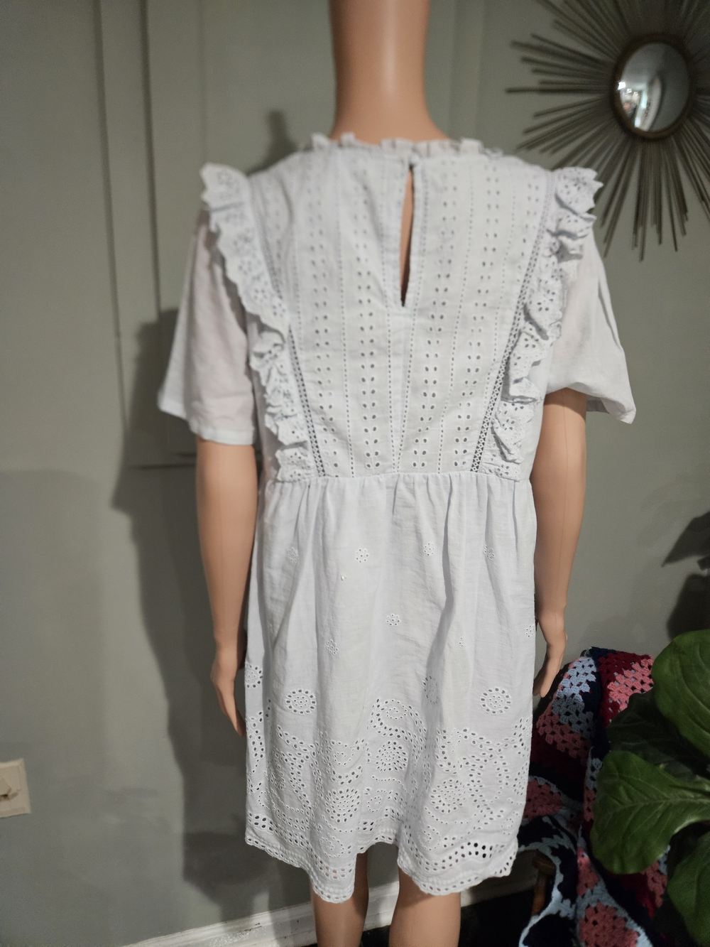 Light Blue Eyelet Ruffle Short Dress - Women's - Picture 8 of 16